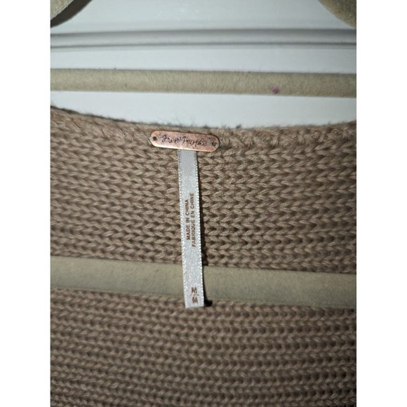 NWOT Free People Knit Cream Medium Oversized T-shirt Sweater with Lace - Picture 2 of 10